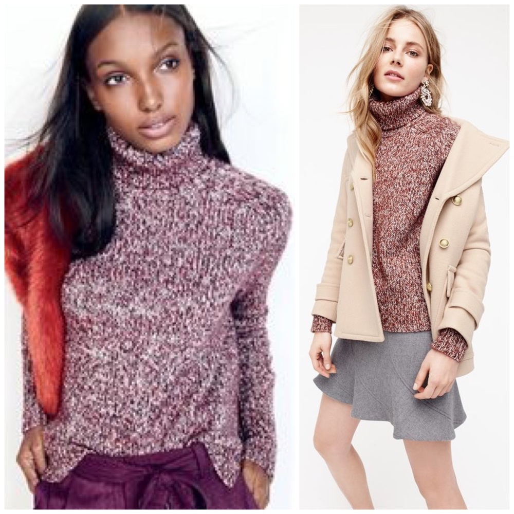 J. Crew Marled Burgundy Turtleneck Sweater